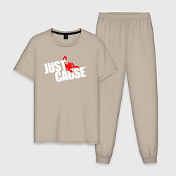 Пижама хлопковая мужская Just cause - logo, цвет: миндальный