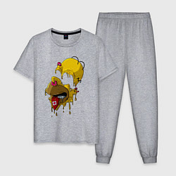 Пижама хлопковая мужская Гомер Симпсон - сюрреализм, цвет: меланж