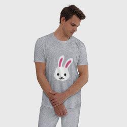 Пижама хлопковая мужская Мордочка белого зайца, цвет: меланж — фото 2