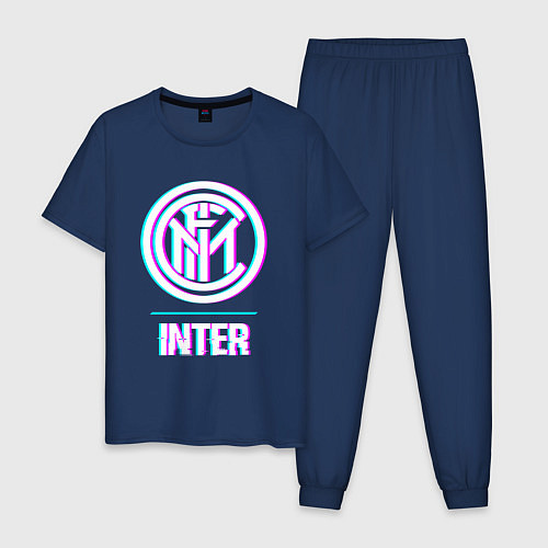Мужская пижама Inter FC в стиле glitch / Тёмно-синий – фото 1