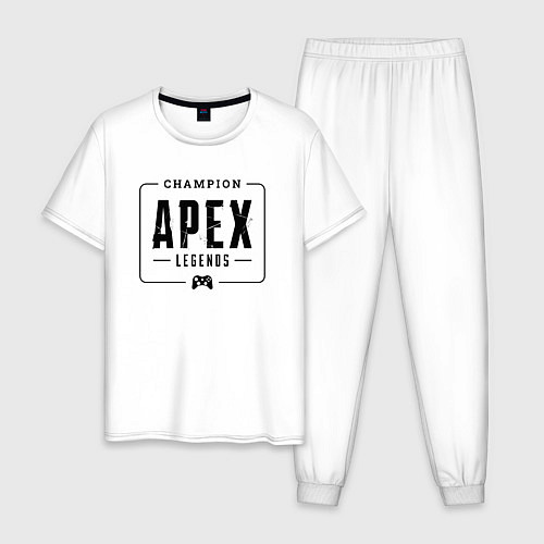 Мужская пижама Apex Legends gaming champion: рамка с лого и джойс / Белый – фото 1
