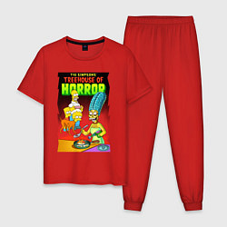 Пижама хлопковая мужская Мардж Симпсон жарит яичницу - horror, цвет: красный