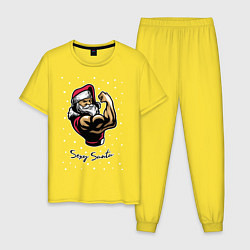 Пижама хлопковая мужская Секси Санта, цвет: желтый