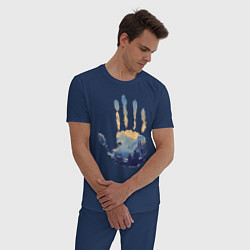 Пижама хлопковая мужская Отпечаток ладони Кратоса, цвет: тёмно-синий — фото 2