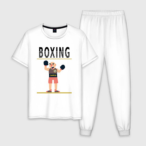 Мужская пижама Боксер из мультика Boxing / Белый – фото 1