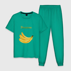 Пижама хлопковая мужская Bananas, бананы, цвет: зеленый