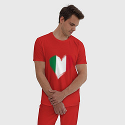 Пижама хлопковая мужская Сердце - Италия, цвет: красный — фото 2