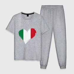 Пижама хлопковая мужская Сердце - Италия, цвет: меланж
