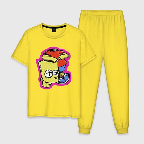 Мужская пижама Барт Симпсон облокотился на собственную голову - ш / Желтый – фото 1