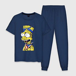 Пижама хлопковая мужская Барт Симпсон в татуировках - Hype, цвет: тёмно-синий