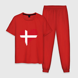 Пижама хлопковая мужская Сердце - Дания, цвет: красный