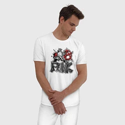 Пижама хлопковая мужская Johny Ramones, цвет: белый — фото 2
