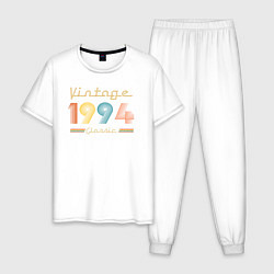 Пижама хлопковая мужская Винтаж 1994 классика, цвет: белый