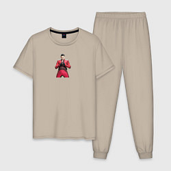 Пижама хлопковая мужская Джим Керри - Соник, цвет: миндальный