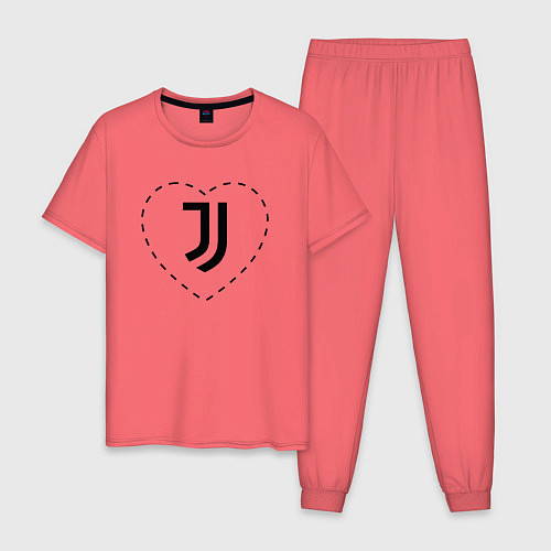 Мужская пижама Лого Juventus в сердечке / Коралловый – фото 1