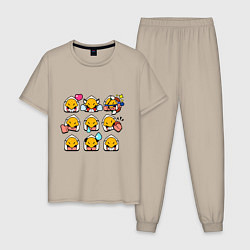 Пижама хлопковая мужская Значки на Бо Пины Бравл Старс Bo, цвет: миндальный