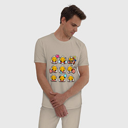 Пижама хлопковая мужская Значки на Бо Пины Бравл Старс Bo, цвет: миндальный — фото 2