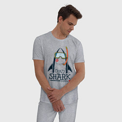 Пижама хлопковая мужская Сумасшедший акуламен, цвет: меланж — фото 2