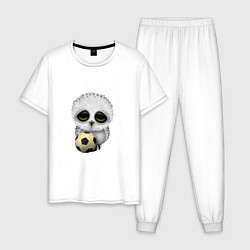 Пижама хлопковая мужская Футбол - Сова, цвет: белый