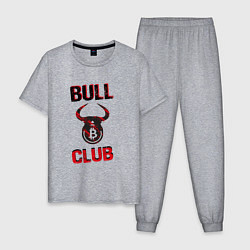 Пижама хлопковая мужская Bull Bitcoin Club, цвет: меланж