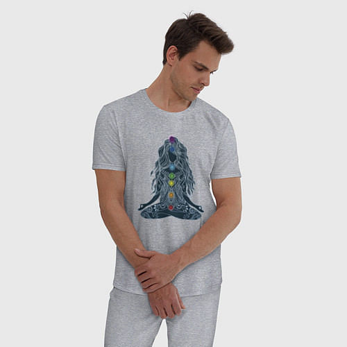 Мужская пижама Йога - чакры по цветам / Меланж – фото 3