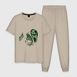 Пижама хлопковая мужская Zombie Monster, цвет: миндальный
