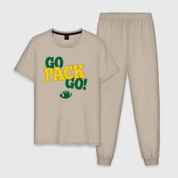 Пижама хлопковая мужская GO Pack GO! ВПЕРЕД! американский футбол, цвет: миндальный