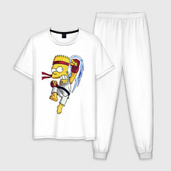 Пижама хлопковая мужская Боец Барт Симпсон - чёрный пояс, цвет: белый