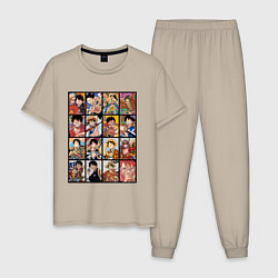 Пижама хлопковая мужская Такой разный Луффи - One Piece, цвет: миндальный