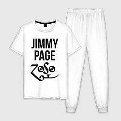 Пижама хлопковая мужская Jimmy Page - Led Zeppelin - legend, цвет: белый