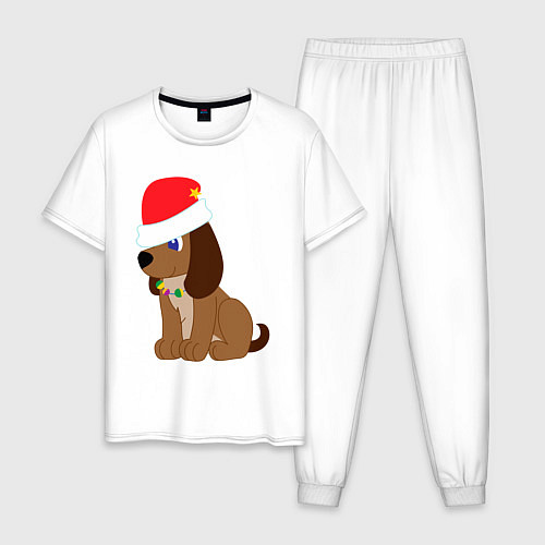Мужская пижама Праздничный пёсик / Белый – фото 1