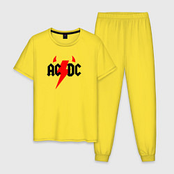 Пижама хлопковая мужская AC DC - рога, цвет: желтый