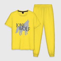 Пижама хлопковая мужская LONE WOLF одинокий волк, цвет: желтый