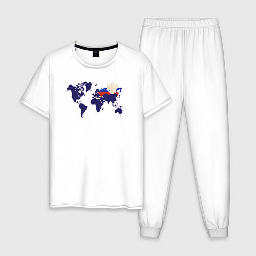 Мужская пижама Россия на карте мира / Белый – фото 1