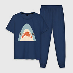 Пижама хлопковая мужская Милая маленькая акула, цвет: тёмно-синий