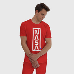 Пижама хлопковая мужская Наса - logo, цвет: красный — фото 2