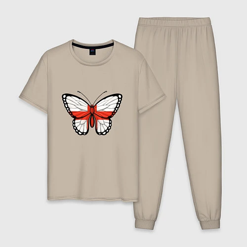 Мужская пижама Бабочка - Англия / Миндальный – фото 1
