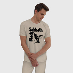 Пижама хлопковая мужская Блэк Саббат метал, цвет: миндальный — фото 2