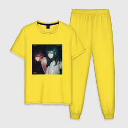 Пижама хлопковая мужская Макима и Аса Митаку - Человек-бензопила, цвет: желтый