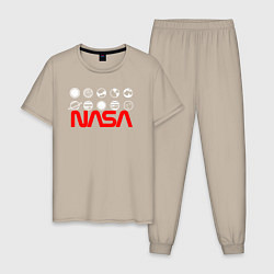 Пижама хлопковая мужская Nasa кометы, цвет: миндальный