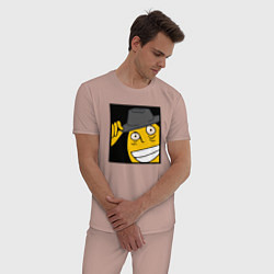 Пижама хлопковая мужская Рофлан здарова, цвет: пыльно-розовый — фото 2