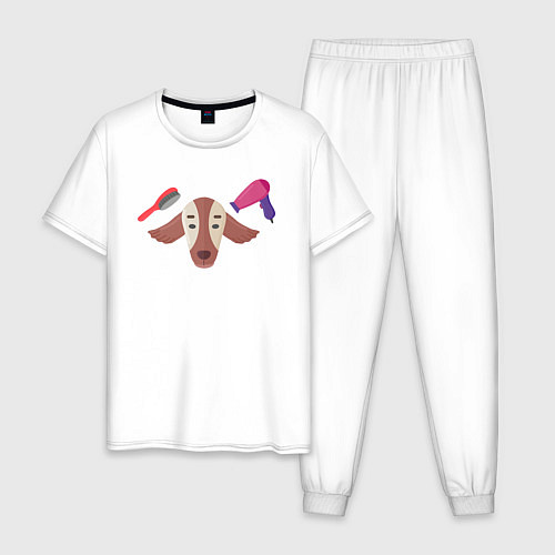 Мужская пижама Груминг собачки / Белый – фото 1