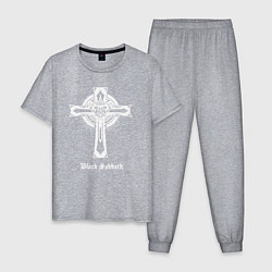 Пижама хлопковая мужская Black sabbath крест, цвет: меланж