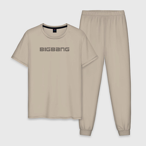Мужская пижама Big bang надпись / Миндальный – фото 1