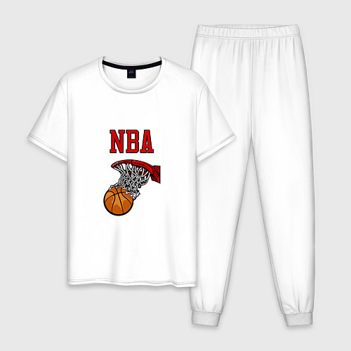 Мужская пижама Basketball - NBA logo / Белый – фото 1
