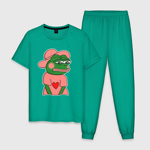 Мужская пижама Лягушка Пепе скромничает / Зеленый – фото 1