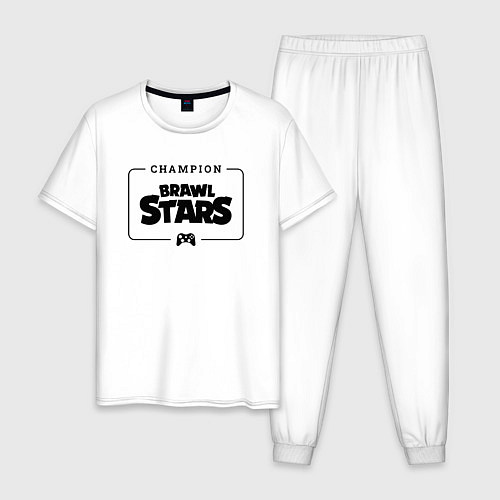 Мужская пижама Brawl Stars gaming champion: рамка с лого и джойст / Белый – фото 1
