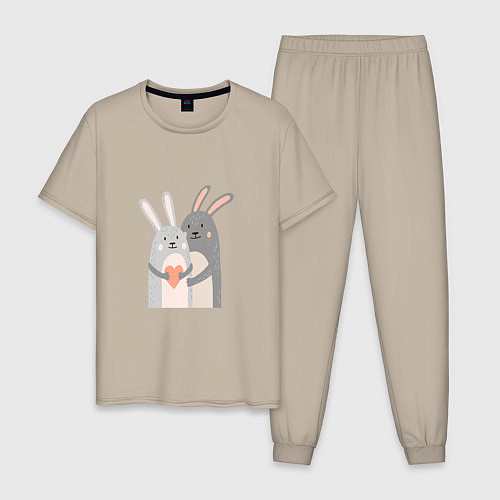 Мужская пижама Rabbits Love / Миндальный – фото 1
