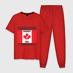 Пижама хлопковая мужская Федерация хоккея Канады, цвет: красный