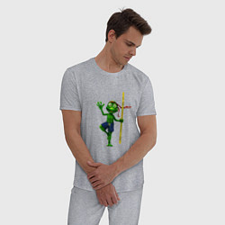 Пижама хлопковая мужская Лягушонок мастер боевых искусств, цвет: меланж — фото 2
